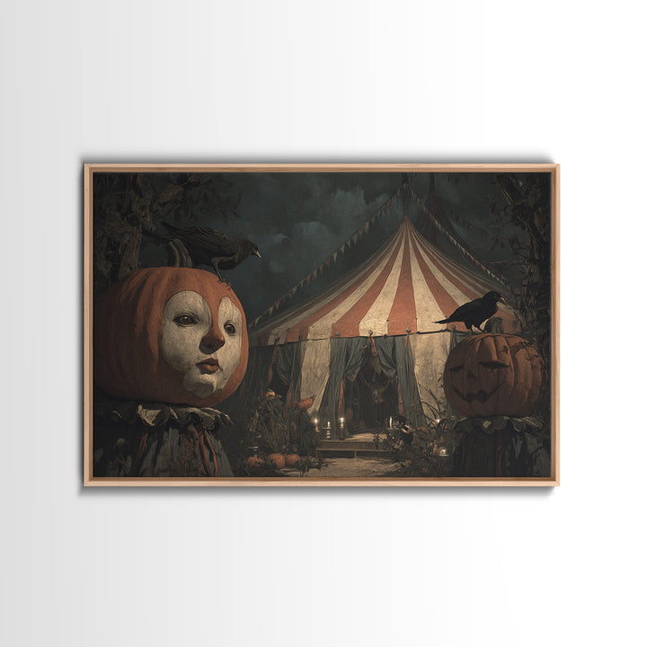 The Jack-O'-Lantern Circus, Symbolist Gothic Landscape, Landscape Wall Art, Dark Fantasy Wall Art, Canvas Print, Halloween Wall Art