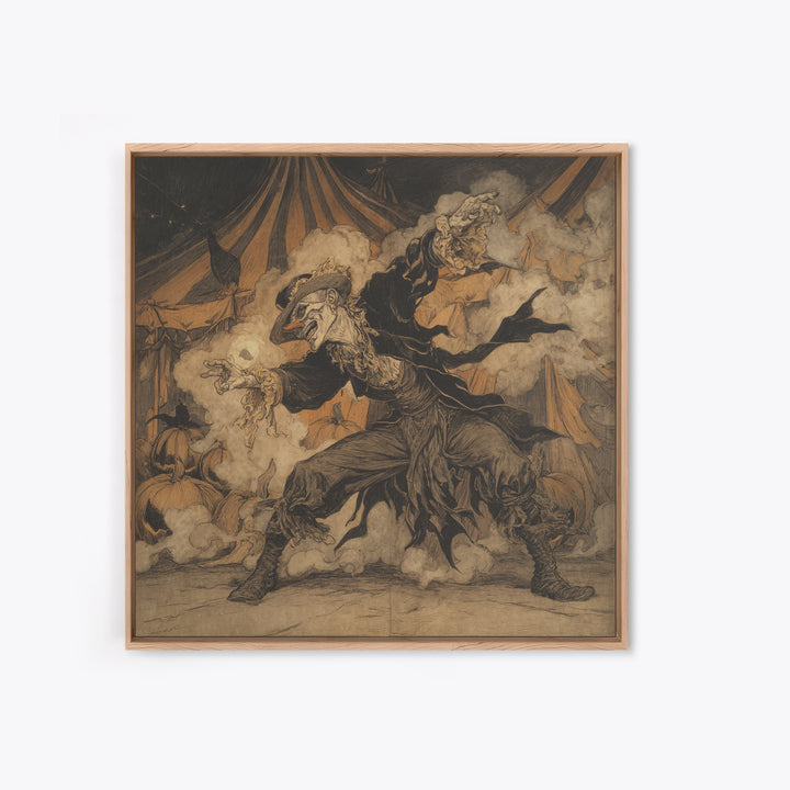 The Jack-O'-Lantern Circus, Decadent Gothic Art, Square Wall Art, Dark Halloween Decor, Canvas Print, Halloween Wall Art