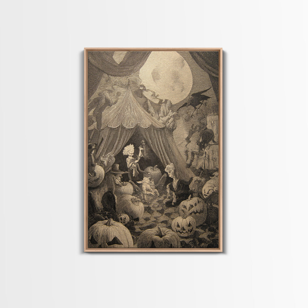 The Jack-O'-Lantern Circus, Victorian Macabre Art, Vertical Wall Art, Gothic Horror Wall Art, Canvas Print, Halloween Wall Art