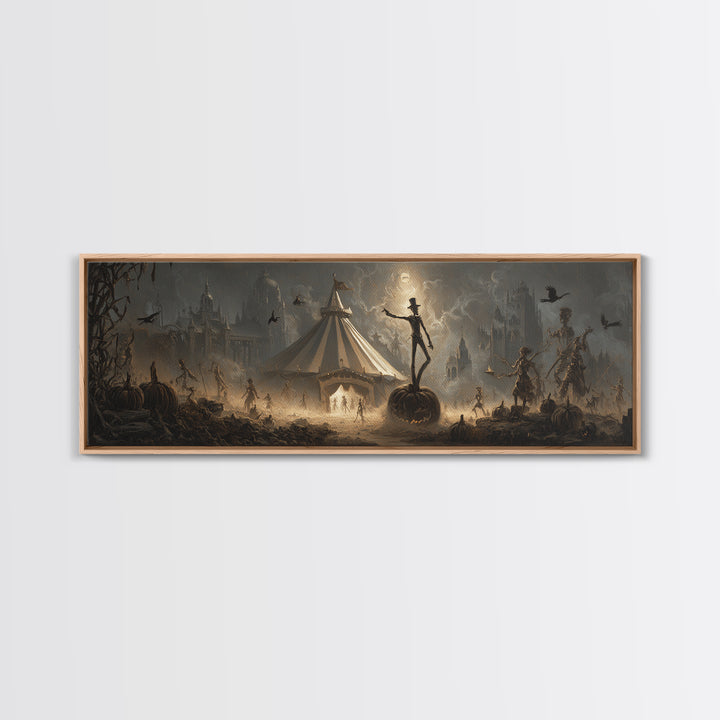 The Jack-O'-Lantern Circus, Surreal Apocalyptic Art, Extra Wide Wall Art, Dark Fantasy Wall Art, Framed Canvas Print