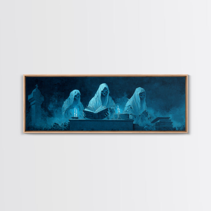 The Graveyard Book Club, Dark Romantic Horror Art, Extra Wide Wall Art, Dark Fantasy Wall Art, Canvas Print, Halloween Wall Art