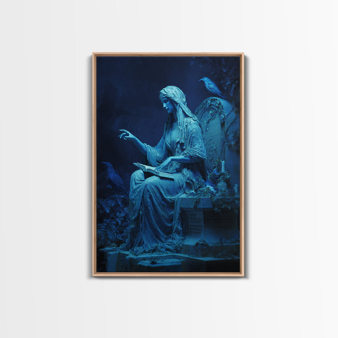 The Graveyard Book Club, Ornate Symbolist Art, Vertical Wall Art, Macabre Wall Art, Framed Canvas Print, Halloween Wall Art