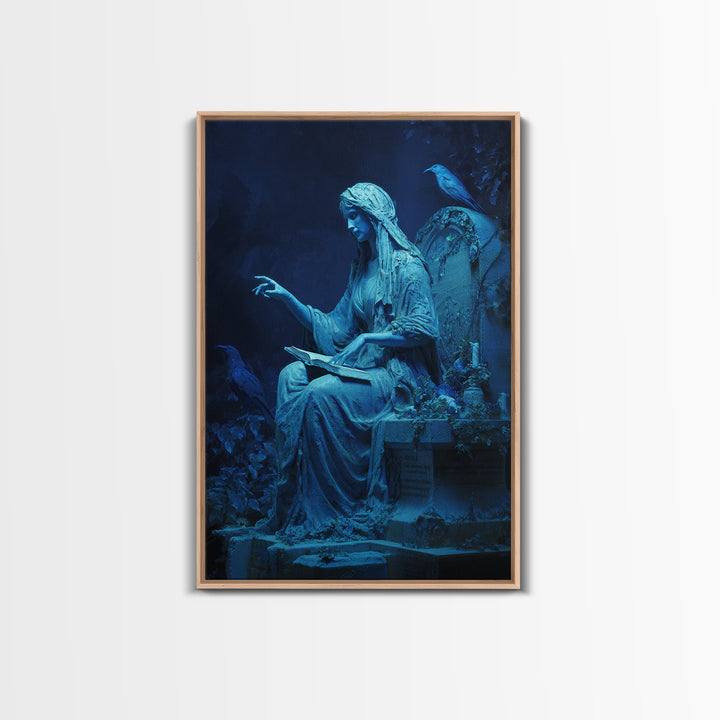 The Graveyard Book Club, Ornate Symbolist Art, Vertical Wall Art, Macabre Wall Art, Framed Canvas Print, Halloween Wall Art