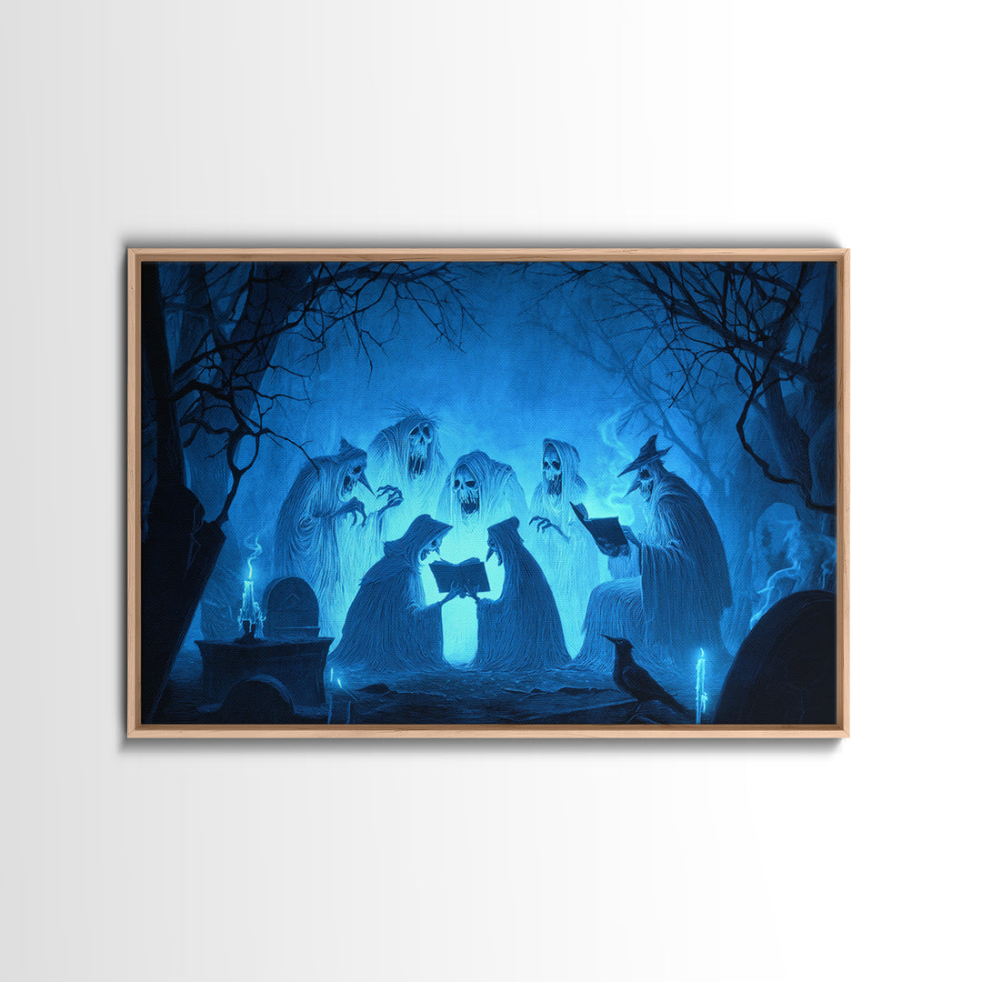 The Graveyard Book Club, Expressionist Nightmare Art, Landscape Wall Art, Macabre Wall Art, Canvas Print, Halloween Wall Art