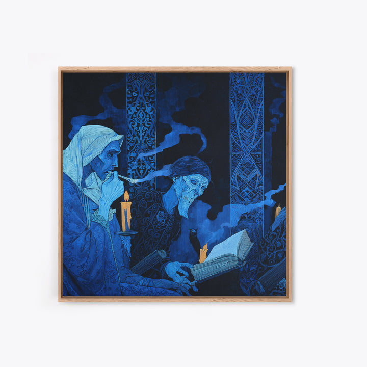 The Graveyard Book Club, Stained Glass Gothic Art, Square Wall Art, Dark Fantasy Wall Art, Canvas Print, Halloween Wall Art