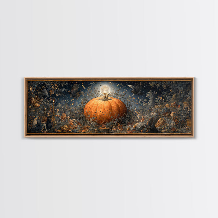 The Cosmic Pumpkin God, Danse Macabre Art, Extra Wide Wall Art, Gothic Horror Wall Art, Framed Canvas Print