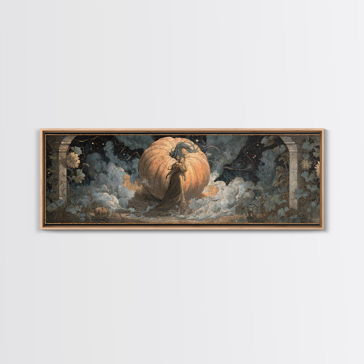The Cosmic Pumpkin God, Symbolist Dream Art, Extra Wide Wall Art, Macabre Wall Art, Canvas Print, Halloween Wall Art, Halloween Decor