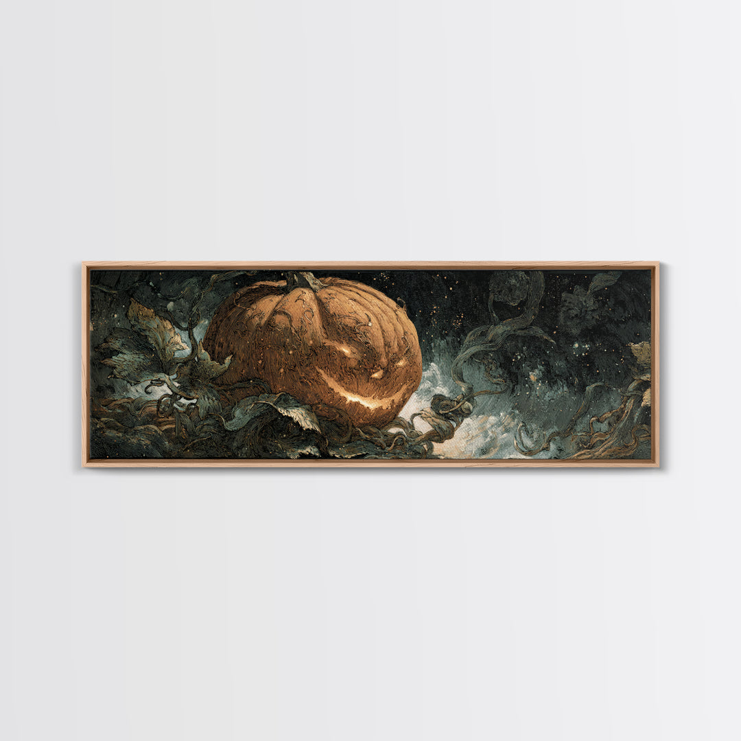 The Cosmic Pumpkin God, Dark Symbolist Art, Extra Wide Wall Art, Dark Fantasy Wall Art, Canvas Print, Halloween Wall Art