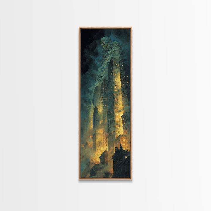 The Haunted City Skyline, Gothic Nightmare Art, Tall Narrow Wall Art, Dark Halloween Decor, Canvas Print, Halloween Wall Art