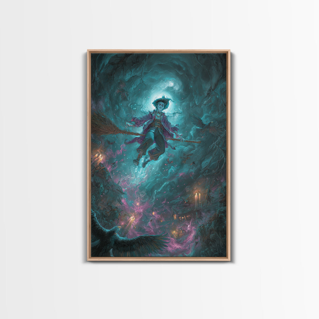The Cyberpunk Witch, Dark Renaissance Art, Vertical Wall Art, Gothic Horror Wall Art, Canvas Print, Halloween Wall Art