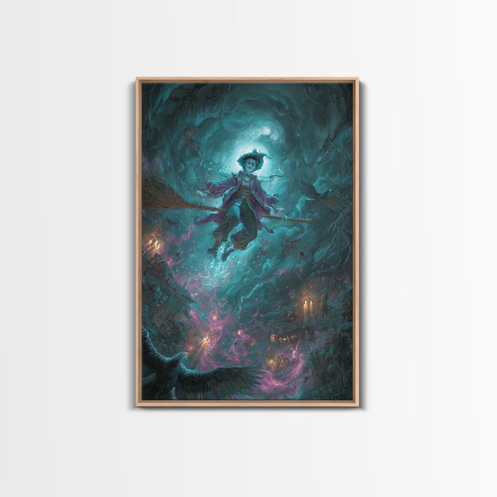 The Cyberpunk Witch, Dark Renaissance Art, Vertical Wall Art, Gothic Horror Wall Art, Canvas Print, Halloween Wall Art