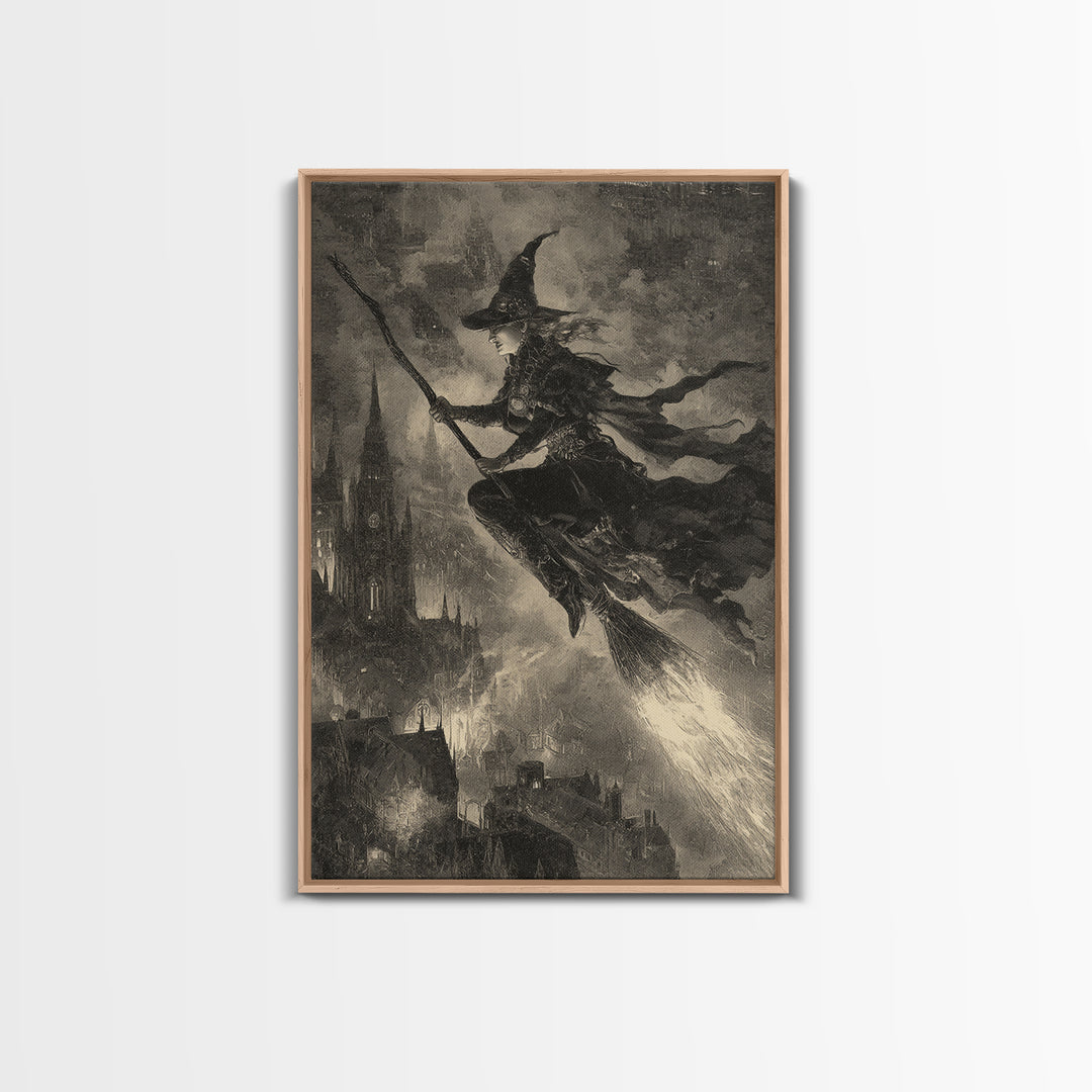 The Cyberpunk Witch, Decadent Gothic Art, Vertical Wall Art, Dark Fantasy Wall Art, Canvas Print, Halloween Wall Art