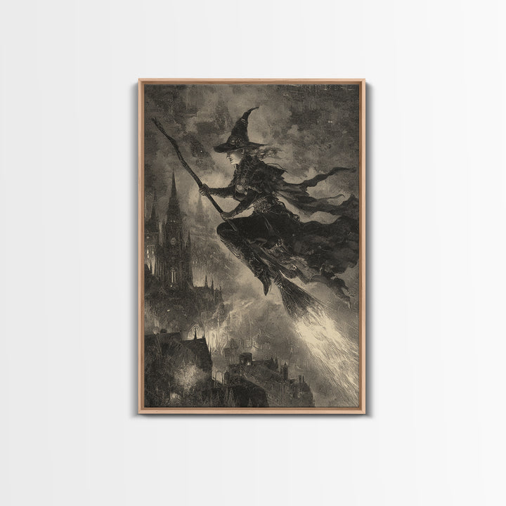 The Cyberpunk Witch, Decadent Gothic Art, Vertical Wall Art, Dark Fantasy Wall Art, Canvas Print, Halloween Wall Art