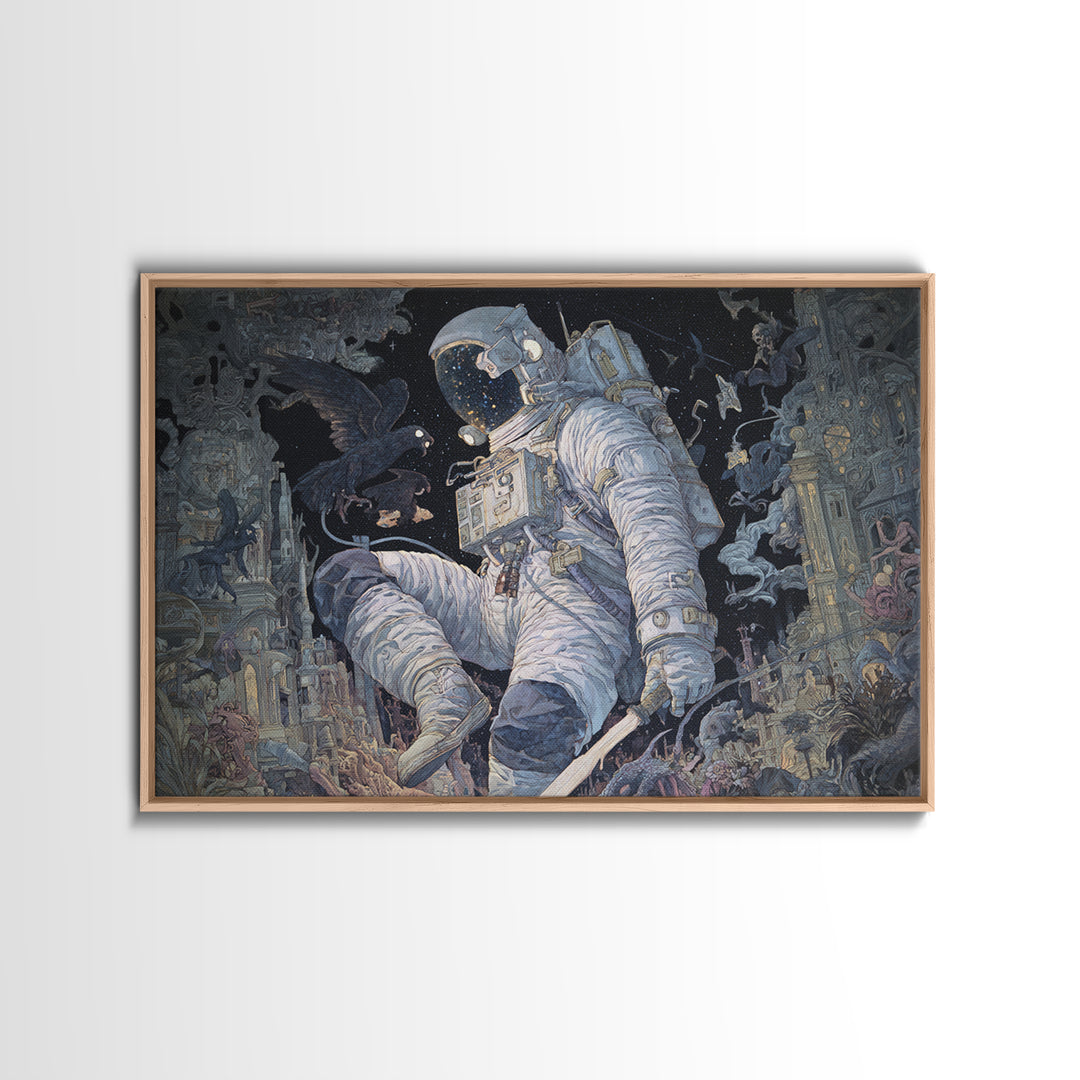 The Astronaut Ghost, Medieval Grotesque Art, Landscape Wall Art, Dark Halloween Decor, Canvas Print, Halloween Wall Art