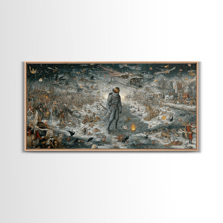 The Astronaut Ghost, Northern Renaissance Horror, Wide Panoramic Art, Dark Fantasy Wall Art, Canvas Print, Halloween Wall Art