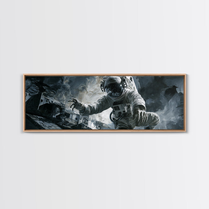 The Astronaut Ghost, Danse Macabre Art, Extra Wide Wall Art, Macabre Wall Art, Framed Canvas Print, Halloween Wall Art
