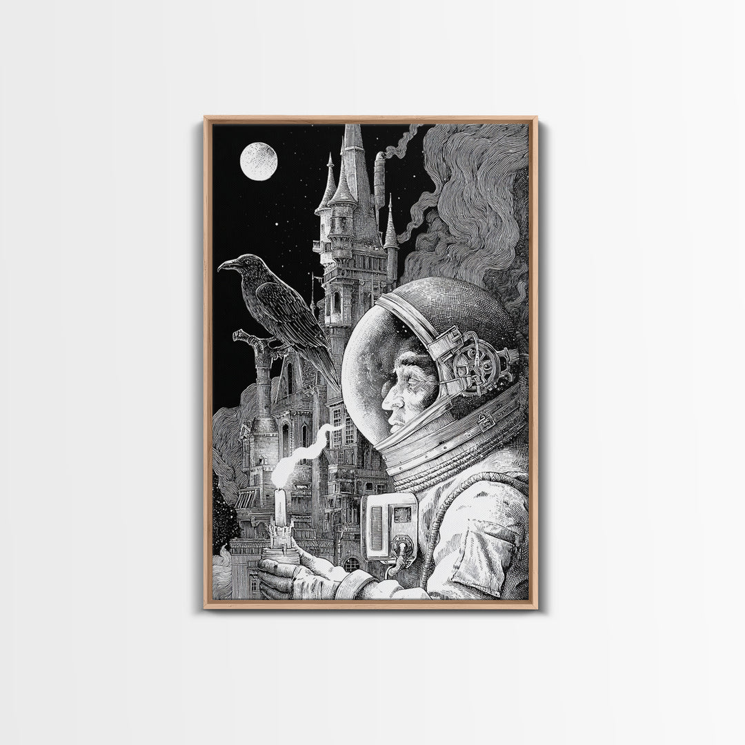 The Astronaut Ghost, Victorian Macabre Art, Vertical Wall Art, Dark Fantasy Wall Art, Canvas Print, Halloween Wall Art, Halloween Decor
