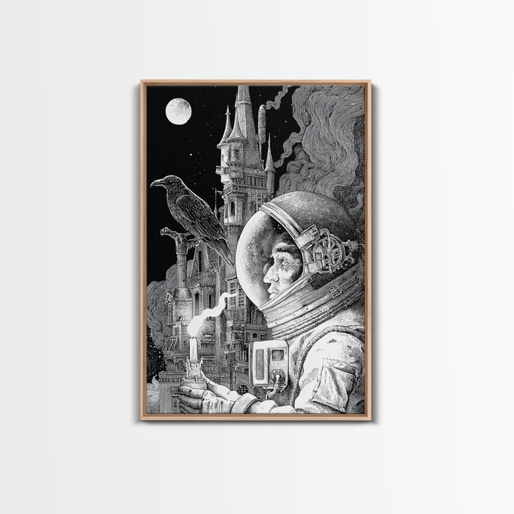 The Astronaut Ghost, Victorian Macabre Art, Vertical Wall Art, Dark Fantasy Wall Art, Canvas Print, Halloween Wall Art, Halloween Decor