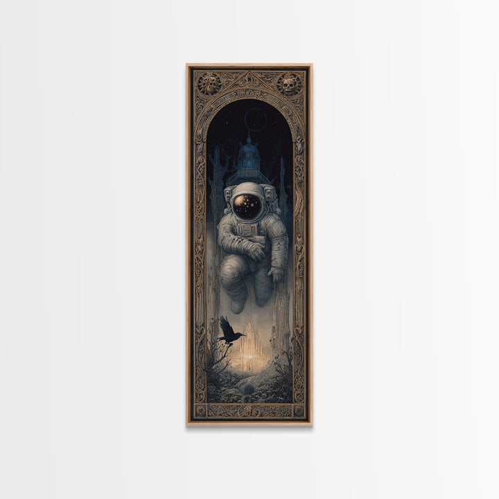 The Astronaut Ghost, Surreal Apocalyptic Art, Tall Narrow Wall Art, Gothic Horror Wall Art, Framed Canvas Print, Halloween Wall Art