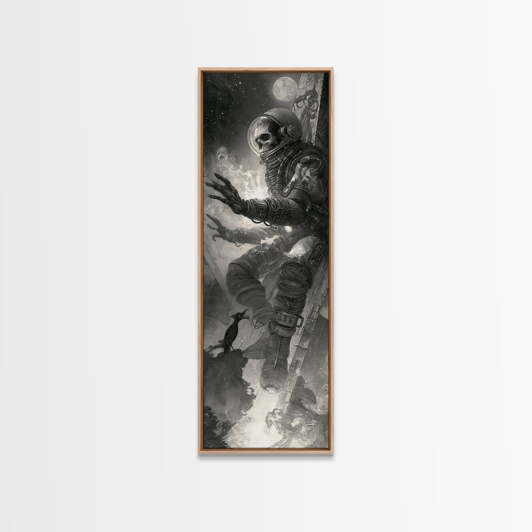 The Astronaut Ghost, Biomechanical Horror Art, Tall Narrow Wall Art, Gothic Horror Wall Art, Canvas Print, Halloween Wall Art