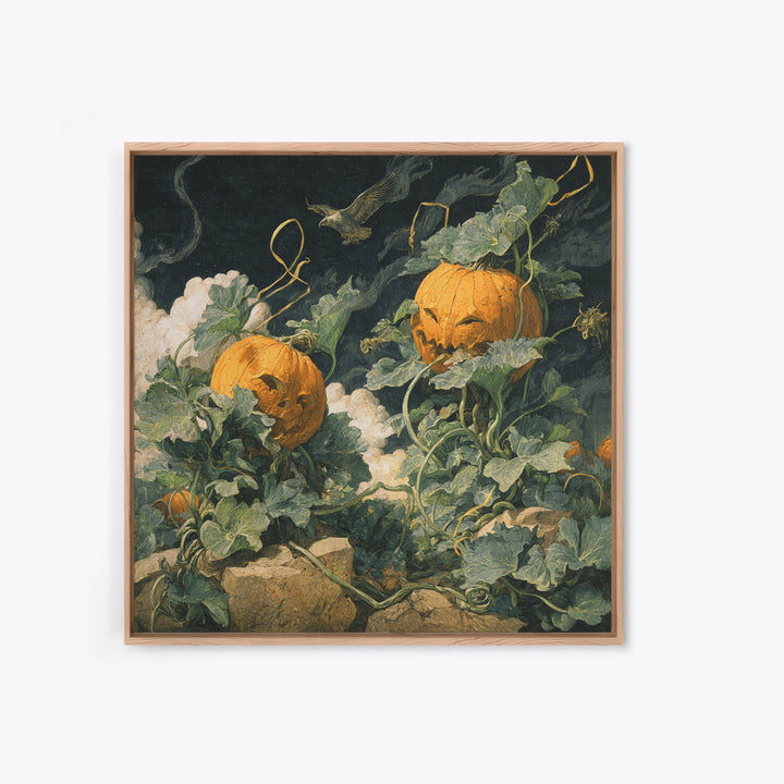 The Alien Pumpkin Patch, Danse Macabre Art, Square Wall Art, Gothic Horror Wall Art, Canvas Print, Halloween Wall Art