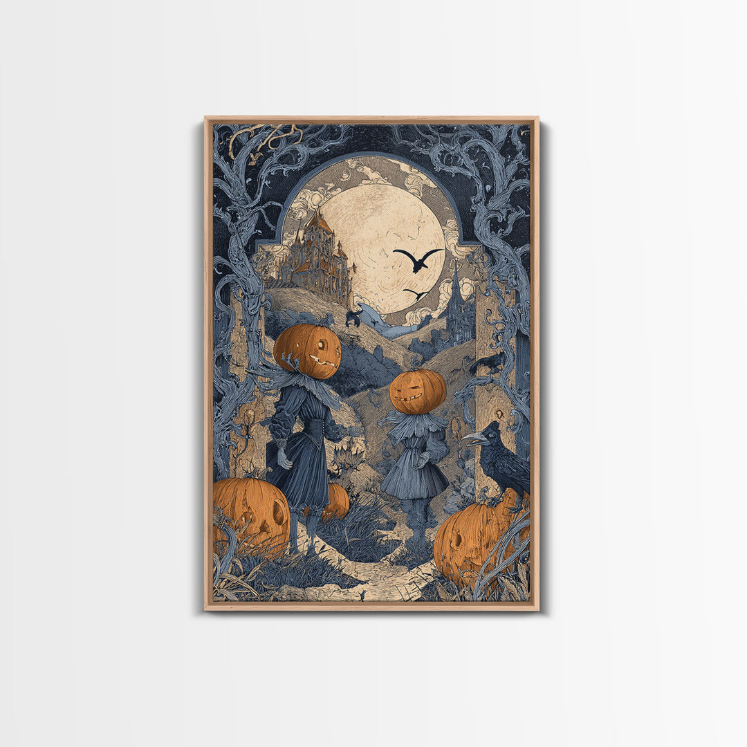 The Alien Pumpkin Patch, Victorian Macabre Art, Vertical Wall Art, Macabre Wall Art, Canvas Print, Halloween Wall Art, Gothic Home Decor