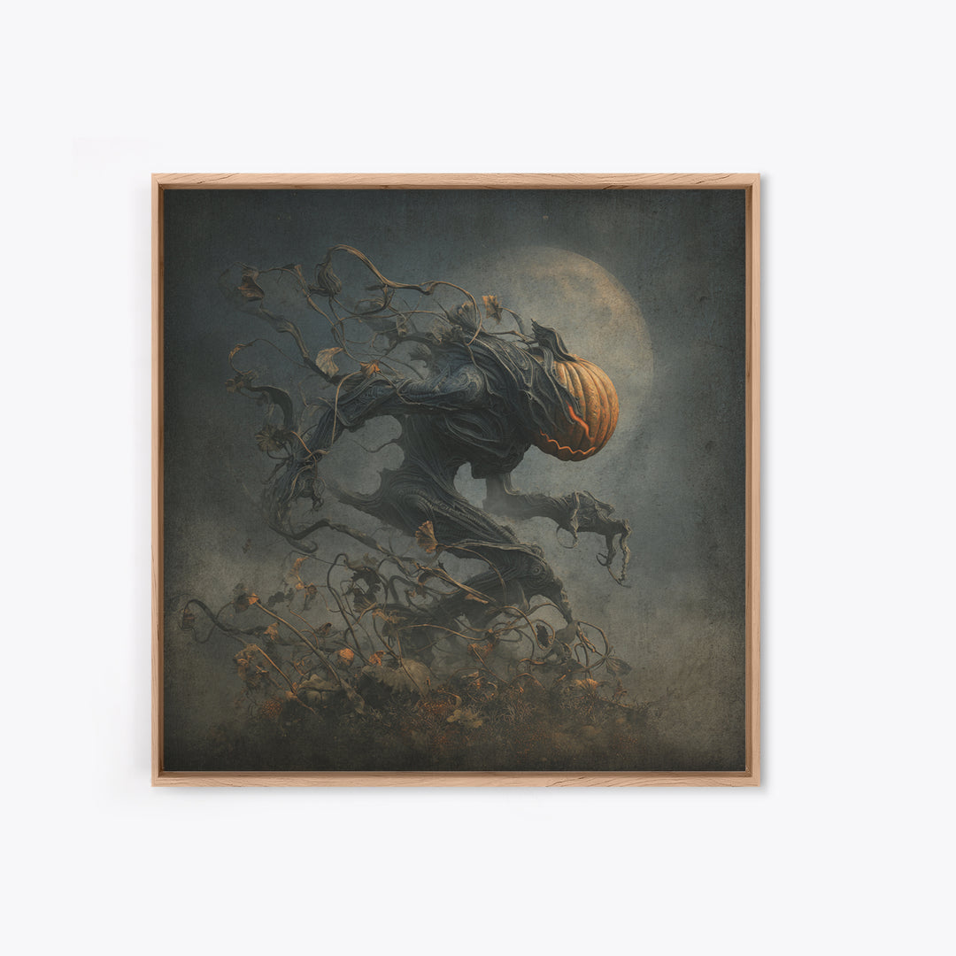 The Alien Pumpkin Patch, Biomechanical Horror Art, Square Wall Art, Dark Fantasy Wall Art, Framed Canvas Print, Halloween Wall Art