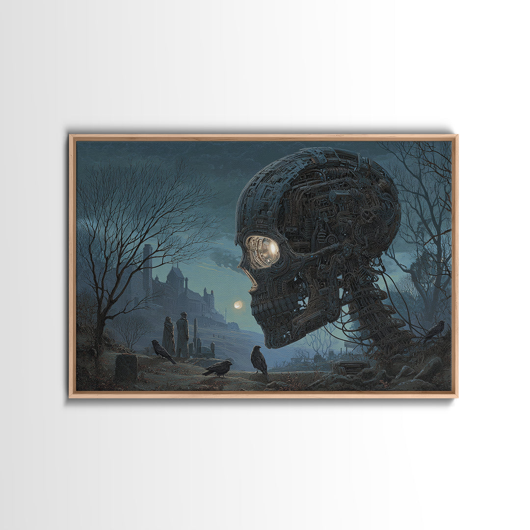 The Biomechanical Skeleton, Romantic Gothic Landscape, Landscape Wall Art, Macabre Wall Art, Canvas Print, Halloween Wall Art