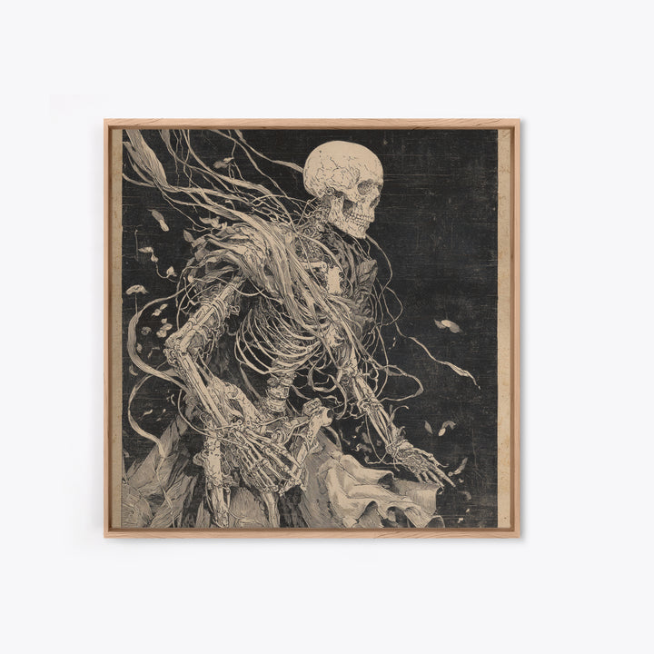 The Biomechanical Skeleton, Decadent Gothic Art, Square Wall Art, Macabre Wall Art, Canvas Print, Halloween Wall Art