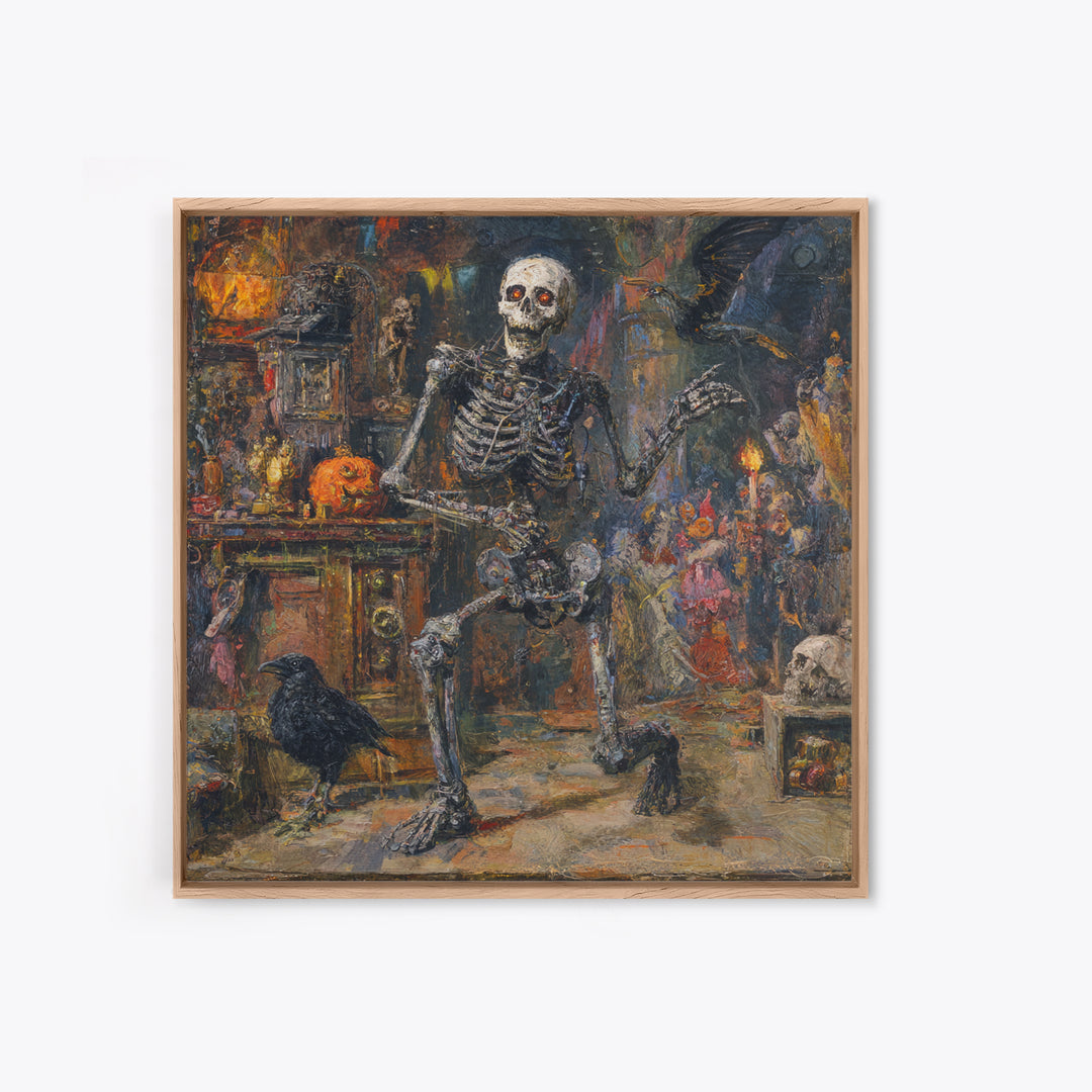 The Biomechanical Skeleton, Grotesque Carnival Art, Square Wall Art, Dark Halloween Decor, Canvas Print, Halloween Wall Art