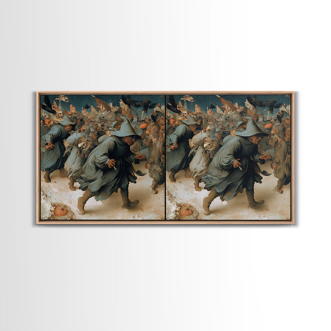 Desert Halloween, Northern Renaissance Horror, Wide Panoramic Art, Macabre Wall Art, Framed Canvas Print, Halloween Wall Art