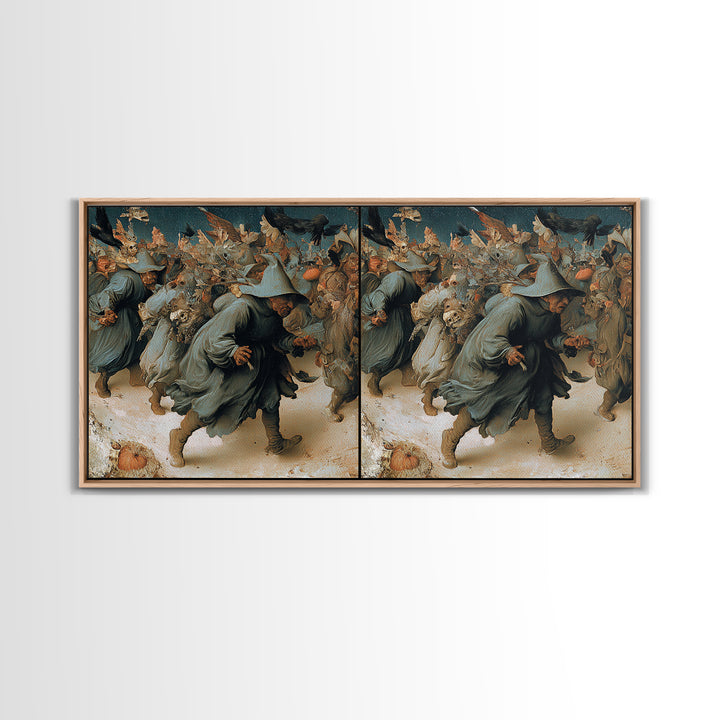 Desert Halloween, Northern Renaissance Horror, Wide Panoramic Art, Macabre Wall Art, Framed Canvas Print, Halloween Wall Art