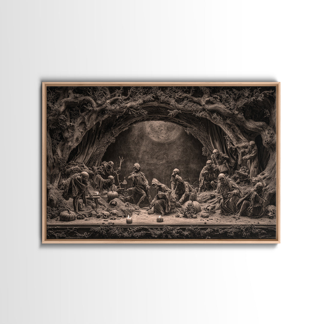 Desert Halloween, Baroque Witchcraft Art, Landscape Wall Art, Gothic Horror Wall Art, Canvas Print, Halloween Wall Art
