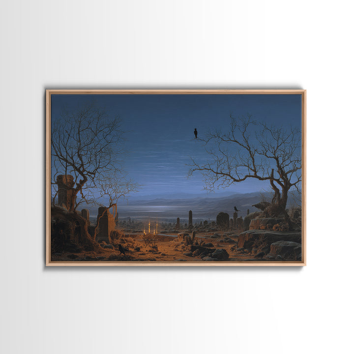 Desert Halloween, Romantic Gothic Landscape, Landscape Wall Art, Dark Fantasy Wall Art, Canvas Print, Halloween Wall Art