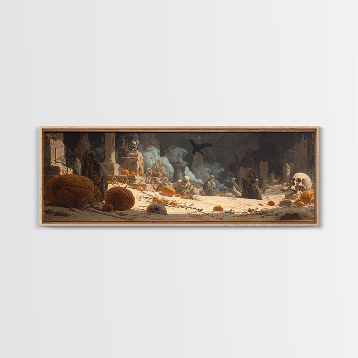 Desert Halloween, Ornate Symbolist Art, Extra Wide Wall Art, Gothic Horror Wall Art, Canvas Print, Halloween Wall Art