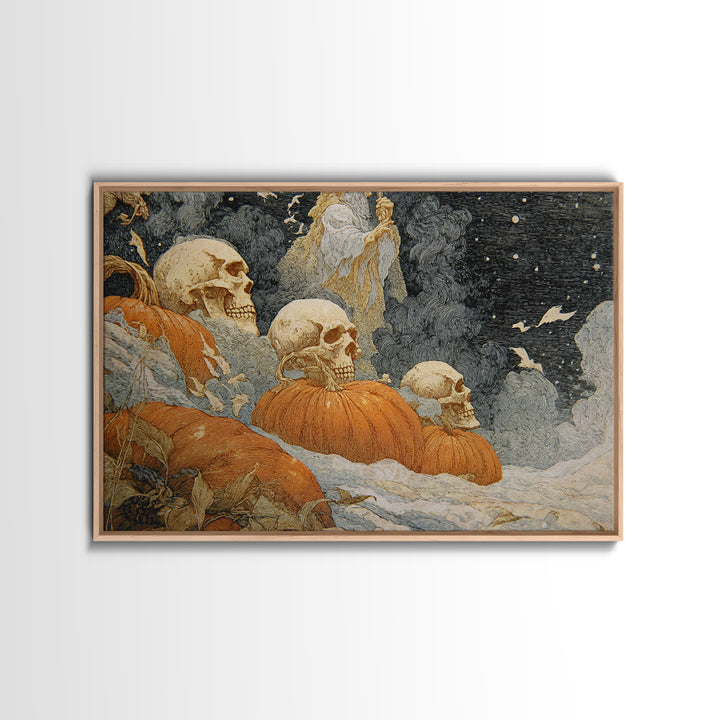 Desert Halloween, Symbolist Death Art, Landscape Wall Art, Macabre Wall Art, Framed Canvas Print, Halloween Wall Art