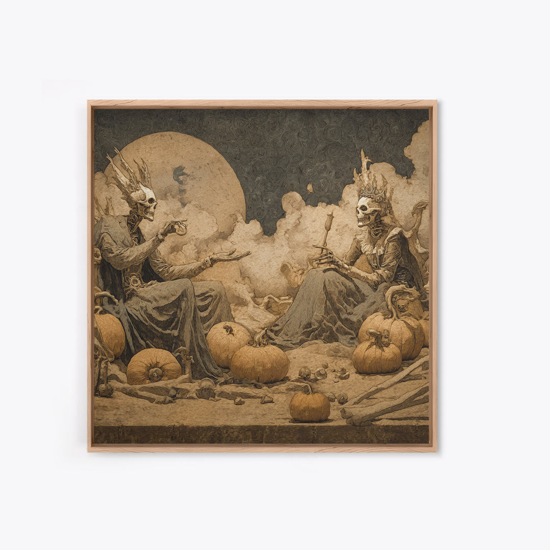 Desert Halloween, Dark Symbolist Art, Square Wall Art, Gothic Horror Wall Art, Framed Canvas Print, Halloween Wall Art
