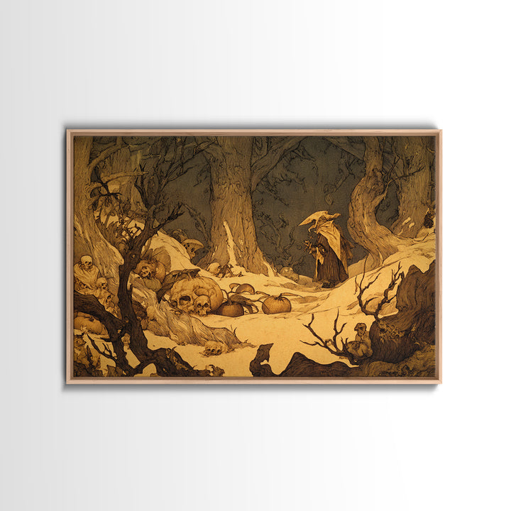 Desert Halloween, Gothic Storybook Art, Landscape Wall Art, Gothic Horror Wall Art, Canvas Print, Halloween Wall Art, Halloween Decor