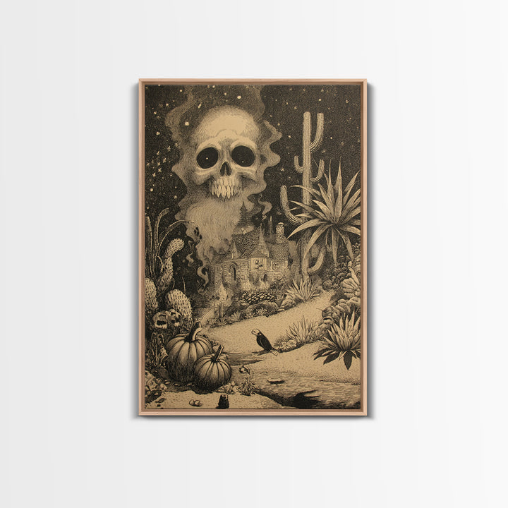 Desert Halloween, Victorian Macabre Art, Vertical Wall Art, Dark Fantasy Wall Art, Canvas Print, Halloween Wall Art, Halloween Decor