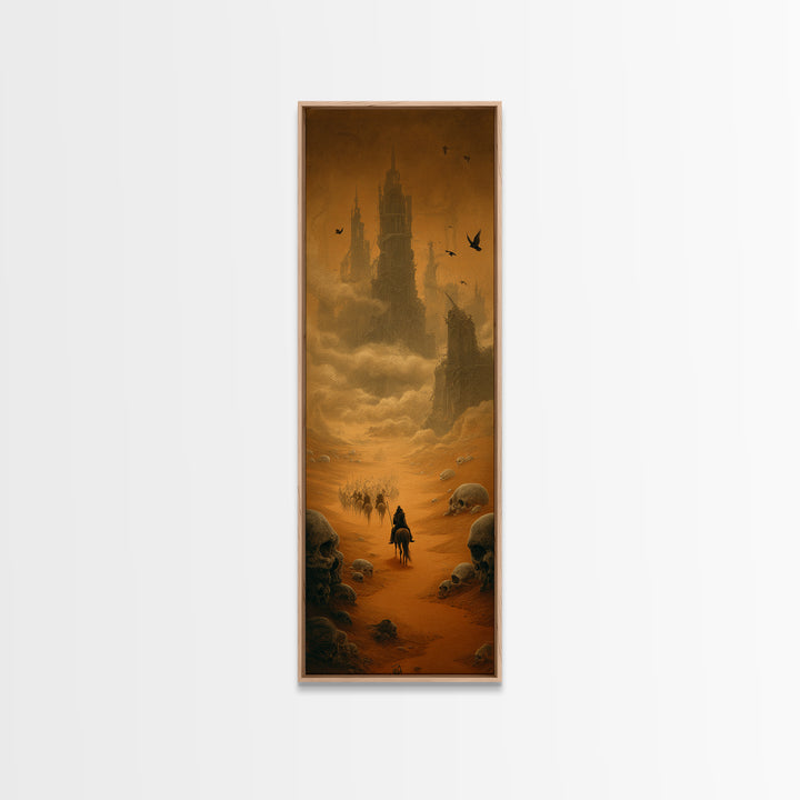 Desert Halloween, Surreal Apocalyptic Art, Tall Narrow Wall Art, Macabre Wall Art, Canvas Print, Halloween Wall Art