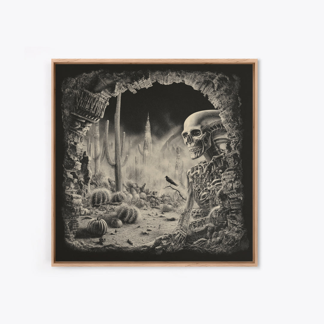 Desert Halloween, Biomechanical Horror Art, Square Wall Art, Dark Halloween Decor, Canvas Print, Halloween Wall Art, Macabre Wall Art