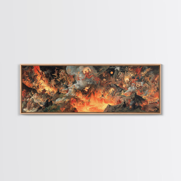 The Volcanic Demon Festival, Dark Renaissance Art, Extra Wide Wall Art, Gothic Horror Wall Art, Canvas Print, Halloween Wall Art