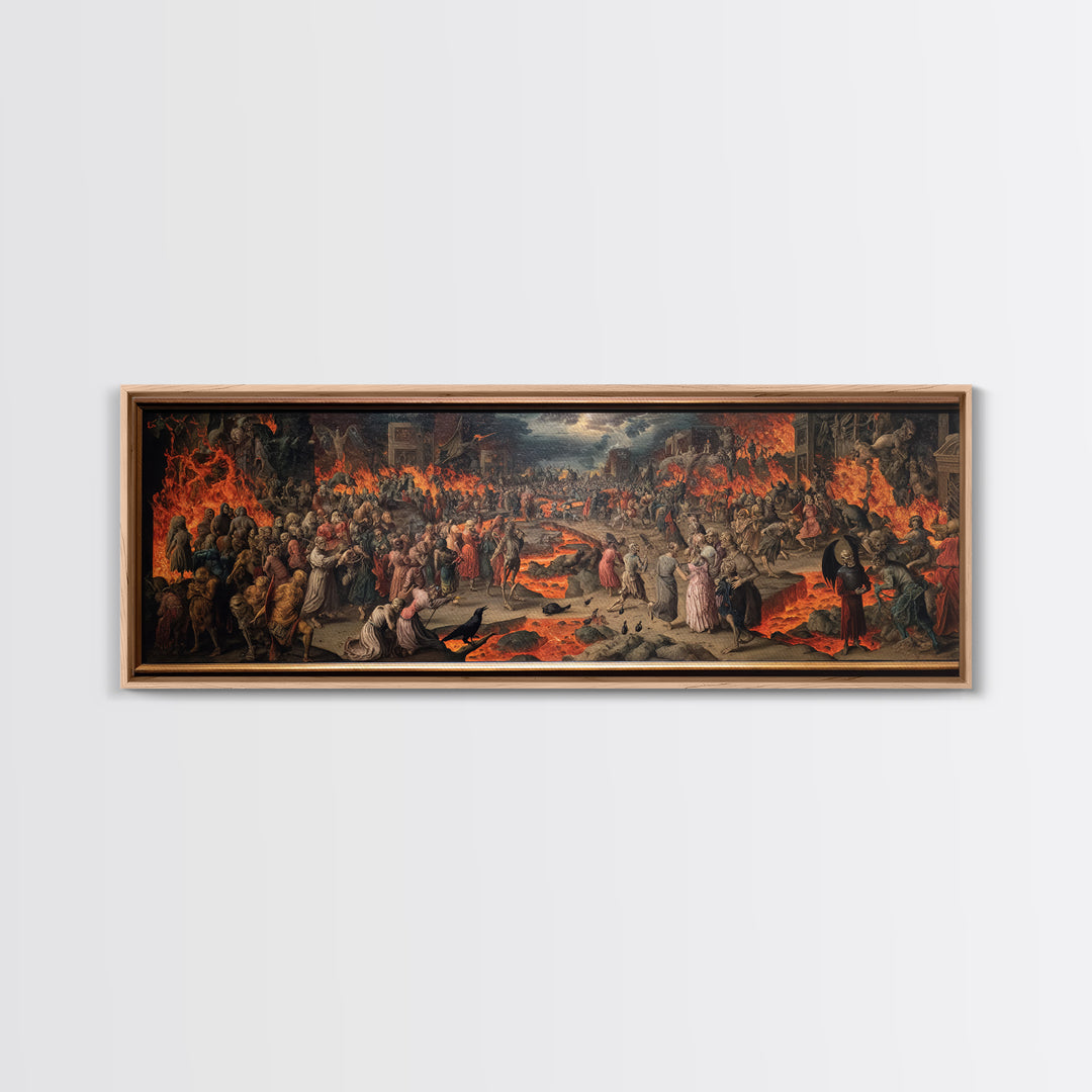 The Volcanic Demon Festival, Danse Macabre Art, Extra Wide Wall Art, Gothic Horror Wall Art, Canvas Print