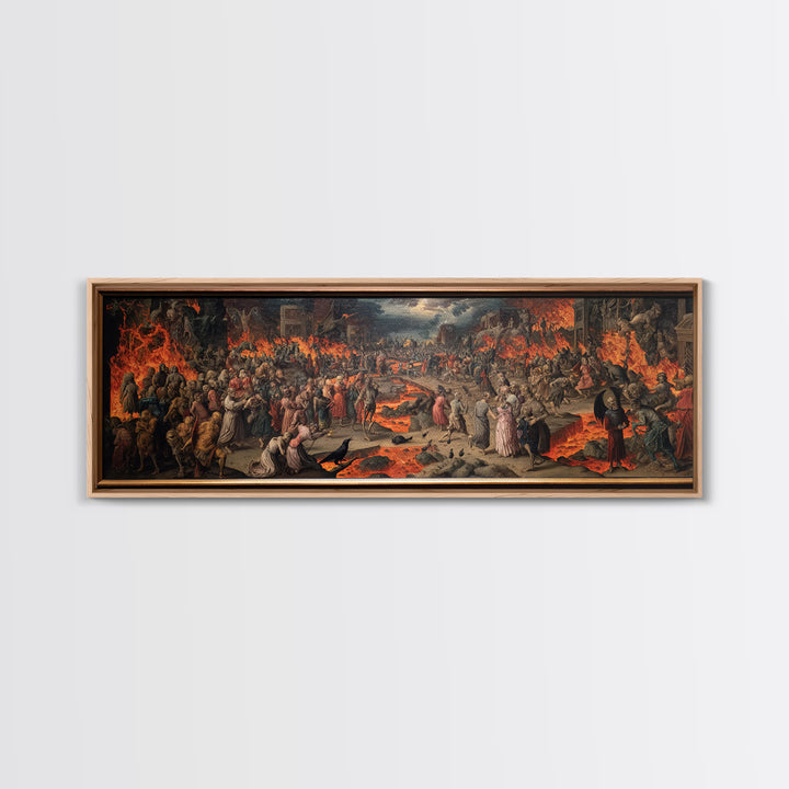 The Volcanic Demon Festival, Danse Macabre Art, Extra Wide Wall Art, Gothic Horror Wall Art, Canvas Print