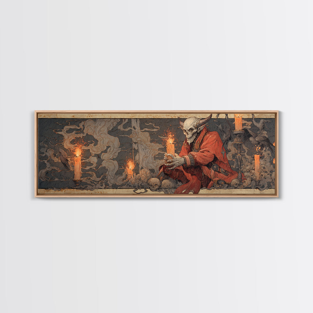 The Volcanic Demon Festival, Decadent Gothic Art, Extra Wide Wall Art, Macabre Wall Art, Canvas Print, Halloween Wall Art