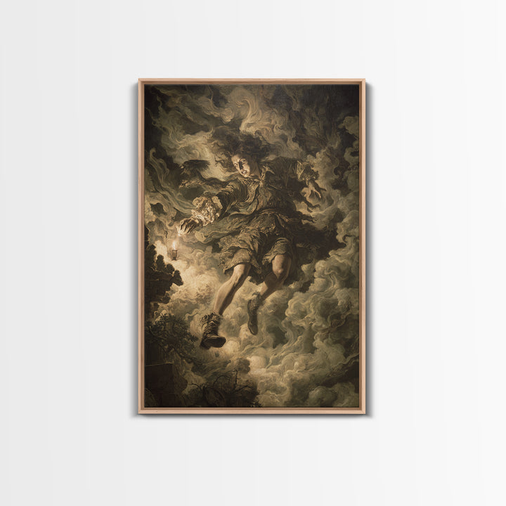 The Clockwork Haunted House, Baroque Witchcraft Art, Vertical Wall Art, Dark Fantasy Wall Art, Framed Canvas Print, Halloween Wall Art