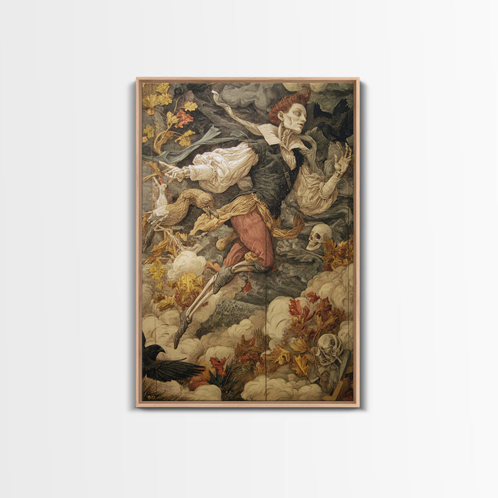 The Upside-Down Cemetery, Danse Macabre Art, Vertical Wall Art, Macabre Wall Art, Canvas Print, Halloween Wall Art