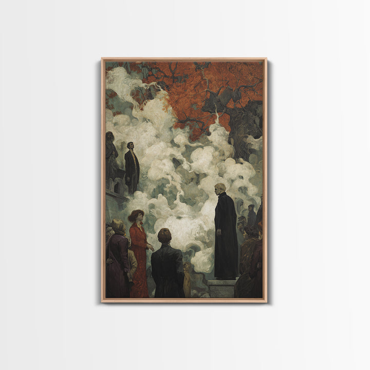 The Upside-Down Cemetery, Dark Symbolist Art, Vertical Wall Art, Gothic Horror Wall Art, Canvas Print, Halloween Wall Art