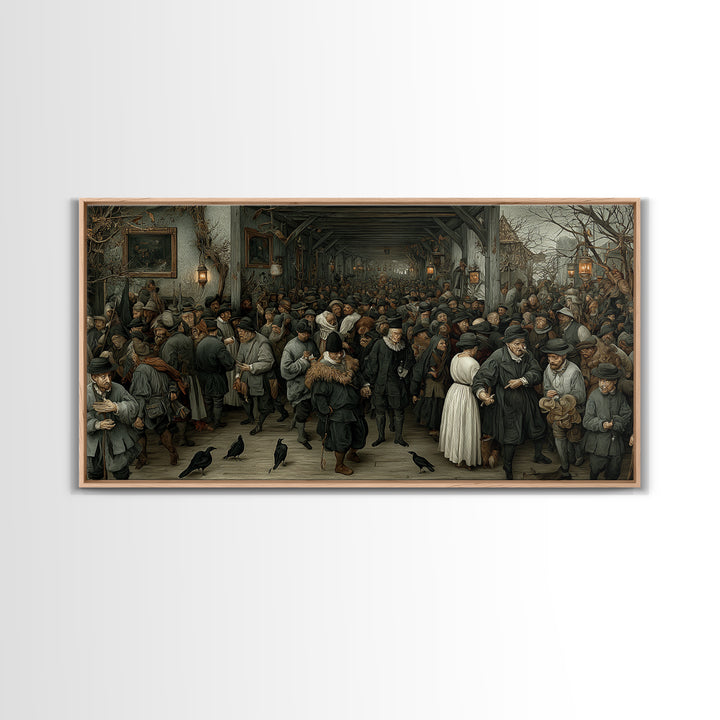 The Infinite Hallway, Northern Renaissance Horror, Wide Panoramic Art, Gothic Horror Wall Art, Canvas Print, Halloween Wall Art