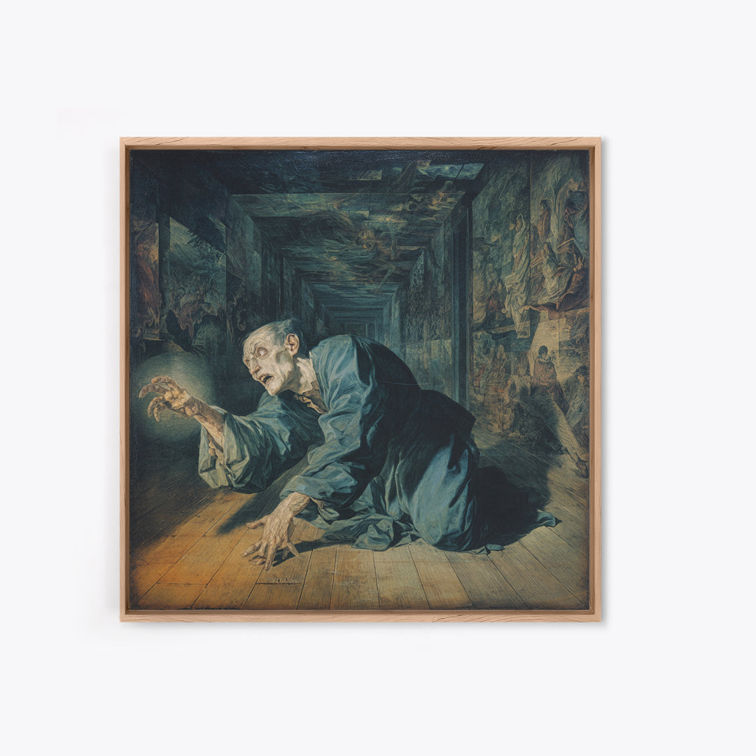 The Infinite Hallway, Dark Renaissance Art, Square Wall Art, Gothic Horror Wall Art, Canvas Print, Halloween Wall Art